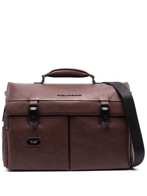 PIQUADRO sac porté épaule à logo embossé - Marron