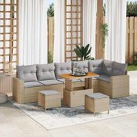 Tuinbankenset 9 pcs Beige poly rattan
