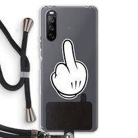 Middle finger white: Sony Sony Xperia 10 III Transparant Hoesje met koord