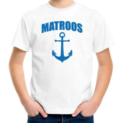 Matroos met anker print - verkleed t-shirt - wit - voor kinderen - maritiem