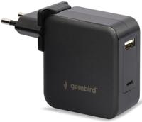 Enzo Gembird usb-c snellader-laptopvoeding 60w usb + usb-c zwart - 9550195