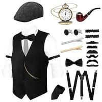 Retro vintage Roaring jaren '20 Jaren 1920 Outfits Hesje Vest Panamahoed Accessoireset The Great Gatsby Heer Voor heren Modieus Kerstmis Schoolfeest Festival Das Lightinthebox