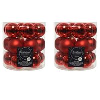 36x stuks kleine glazen kerstballen rood 4 cm mat/glans - Kerstbal - thumbnail