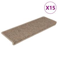 VidaXL Trapmatten zelfklevend 15 st sisal-look 65x21x4 cm zandkleurig