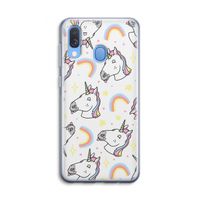 Rainbow Unicorn: Samsung Galaxy A40 Transparant Hoesje Rainbow Unicorn: Samsung Galaxy A40 Transparant Hoesje