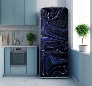 Vloeibare structuur in blauw koelkast sticker