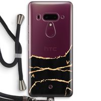 Gouden marmer: HTC U12+ Transparant Hoesje met koord