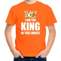 Woningsdag Im the king in this house t-shirts voor thuisblijvers tijdens Koningsdag oranje jongens / kinderen XL (164-176)  - - thumbnail