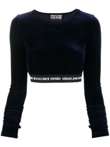 Versace Jeans Couture haut crop à bande logo - Bleu