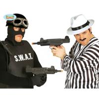 Carnaval verkleed geweer - Uzi speelgoed geweer - zwart - 38 cm - kunststof Carnaval verkleed geweer - Uzi speelgoed geweer - zwart - 38 cm - kunststof