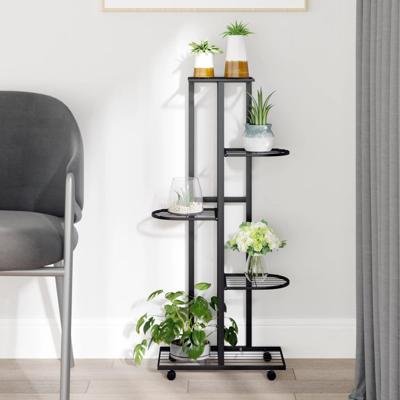 VidaXL Bloemenstandaard met wielen 5-laags 44x23x100 cm ijzer zwart