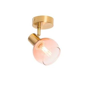 QAZQA Art Deco spot goud met roze glas - Vidro