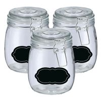 Weckpot/inmaakpot - 4x - 750 ml - glas - met beugelsluiting - incl. etiketten - thumbnail