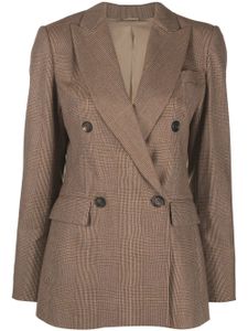 Brunello Cucinelli blazer croisé à carreaux - Marron