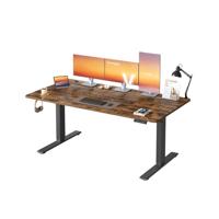 In Hoogte Verstelbaar Bureau met Usb Aansluiting, Vintage bruin / 160 x 80 cm