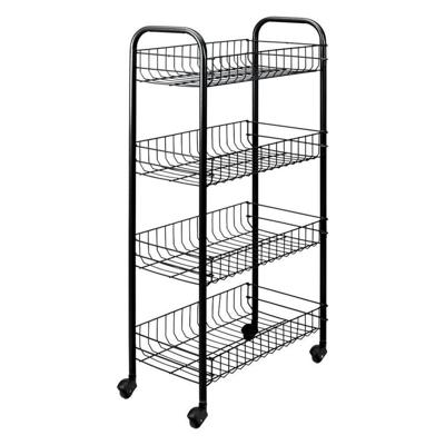 Tomado-Metaltex keuken/badkamer opbergtrolley pisa met 4 manden zwart