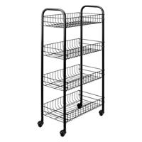 Tomado-Metaltex keuken/badkamer opbergtrolley pisa met 4 manden zwart