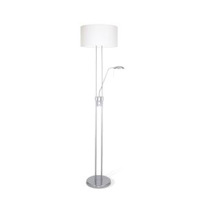 Klassieke vloerlamp Up - Geborsteld staal - 50/50/185cm - 2 lichts staande lamp met lampenkap - geschikt voor E27 LED lichtbron - met draaischakelaar - geschikt voor woonkamer, slaapkamer en thuiskantoor