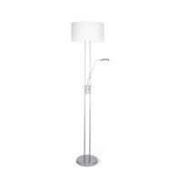 Klassieke vloerlamp Up - Geborsteld staal - 50/50/185cm - 2 lichts staande lamp met lampenkap - geschikt voor E27 LED lichtbron - met draaischakelaar - geschikt voor woonkamer, slaapkamer en thuiskantoor - thumbnail