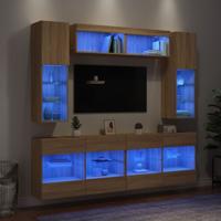 6-delige Tv-wandmeubelset met LED-verlichting sonoma eikenkleur
