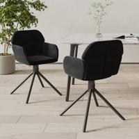 Eetkamerstoelen draaibaar 2 st fluweel zwart