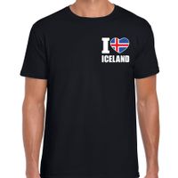 I love Iceland t-shirt IJsland zwart op borst voor heren