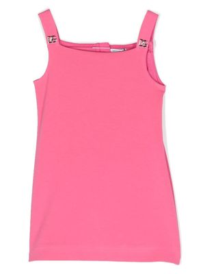 Dolce & Gabbana Kids robe sans manches à plaque logo - Rose Dolce & Gabbana Kids robe sans manches à plaque logo - Rose