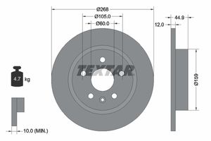 Remschijf TEXTAR, Remschijftype: Massief, u.a. für Opel, Vauxhall, Chevrolet, Buick