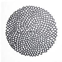 2 stks tabel Bowl matten Home decor placemat voor eettafel PVC kunststof holle isolatie ronde barokke mediterrane Coaster pads (zwart)