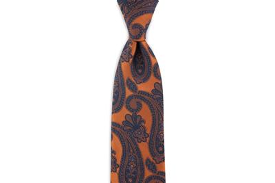 Geweven Stropdas | Oranje/blauw | Elegante Stropdas Voor Mannen | Peaky Blinders