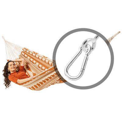 Tweepersoons hangmat met bevestiging - 350x160cm - Oranje - 160kg draagkracht- 100% katoen - binnen & buiten