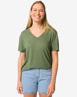 HEMA Dames T-shirt Evie Met Linnen Groen (groen)