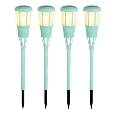 8x stuks solar tuinfakkel/tuinlamp turquoise op zonne-energie 61 cm