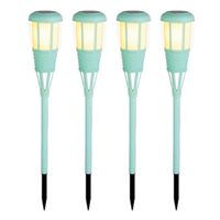 8x stuks solar tuinfakkel/tuinlamp turquoise op zonne-energie 61 cm
