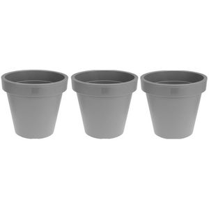 3x Licht grijze plantenpot 25 cm - Plantenpotten