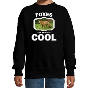 Dieren bruine vos sweater zwart kinderen - foxes are cool trui jongens en meisjes