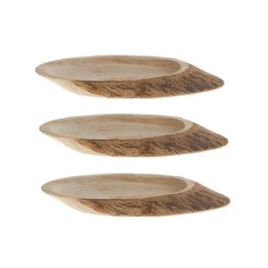 3x stuks woondecoratie ovale boomschijven van hout 31 cm