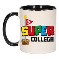 Cadeau koffie/thee mok voor collega - zwart - super collega - keramiek - 300 ml