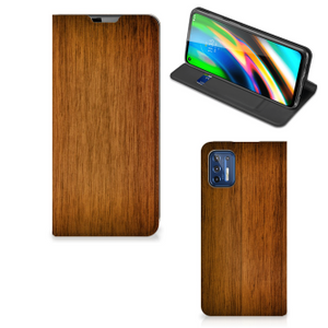 Motorola Moto G9 Plus Book Wallet Case Donker Hout