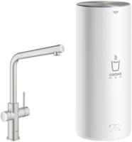 Grohe Red 3-in-1 kokend water kraan met L-uitloop en combi boiler supersteel - thumbnail