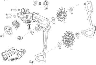 Sram achterderailleur "xx1 eagle" rear derail. xx1 eagle 52t lunar grey