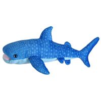 Pluche walvishaai knuffel - blauw - 35 cm - speelgoed zeedieren - thumbnail