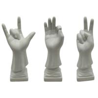 Decoratieve figuren DKD Home Decor Wit Hand 7 x 7 x 25 cm (3 Stuks)