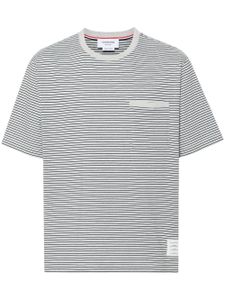 Thom Browne t-shirt rayé à patch logo - Bleu