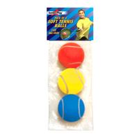 Tennisballen - 3x st - gekleurd - 7 cm - soft foam - Softballen - speelgoed Tennisballen - 3x st - gekleurd - 7 cm - soft foam - Softballen - speelgoed