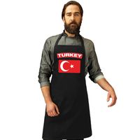 Turkse vlag keukenschort/ barbecueschort zwart heren en dames   - - thumbnail