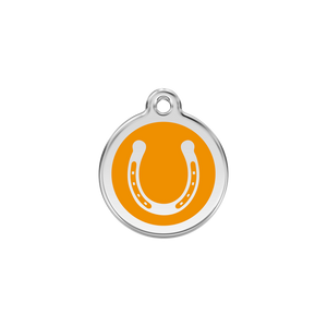 Horse Shoe Orange roestvrijstalen hondenpenning small/klein dia. 2 cm - RedDingo