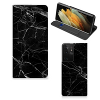 Samsung Galaxy S21 Ultra Standcase Marmer Zwart - Origineel Cadeau Vader - thumbnail