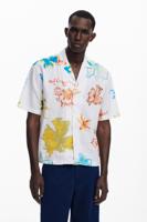 Overhemd met korte mouwen en bladeren - WHITE - XL