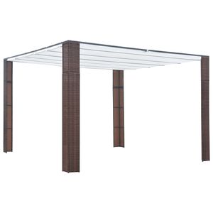 VidaXL Prieel met dak 300x300x200 cm poly rattan bruin en crème